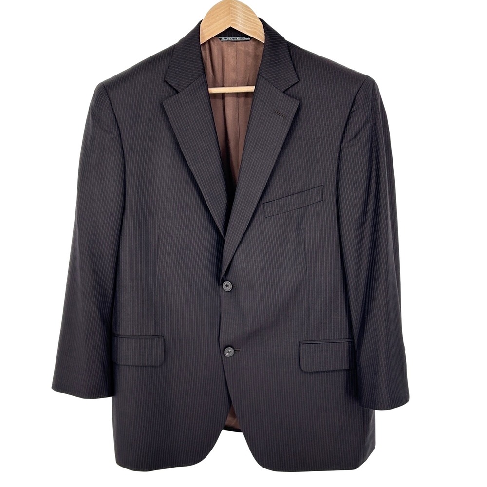 Jack Victor Wool Blazer Mens Vogue Pinstripe Jacket Made Canada Brown‎ 44S Short